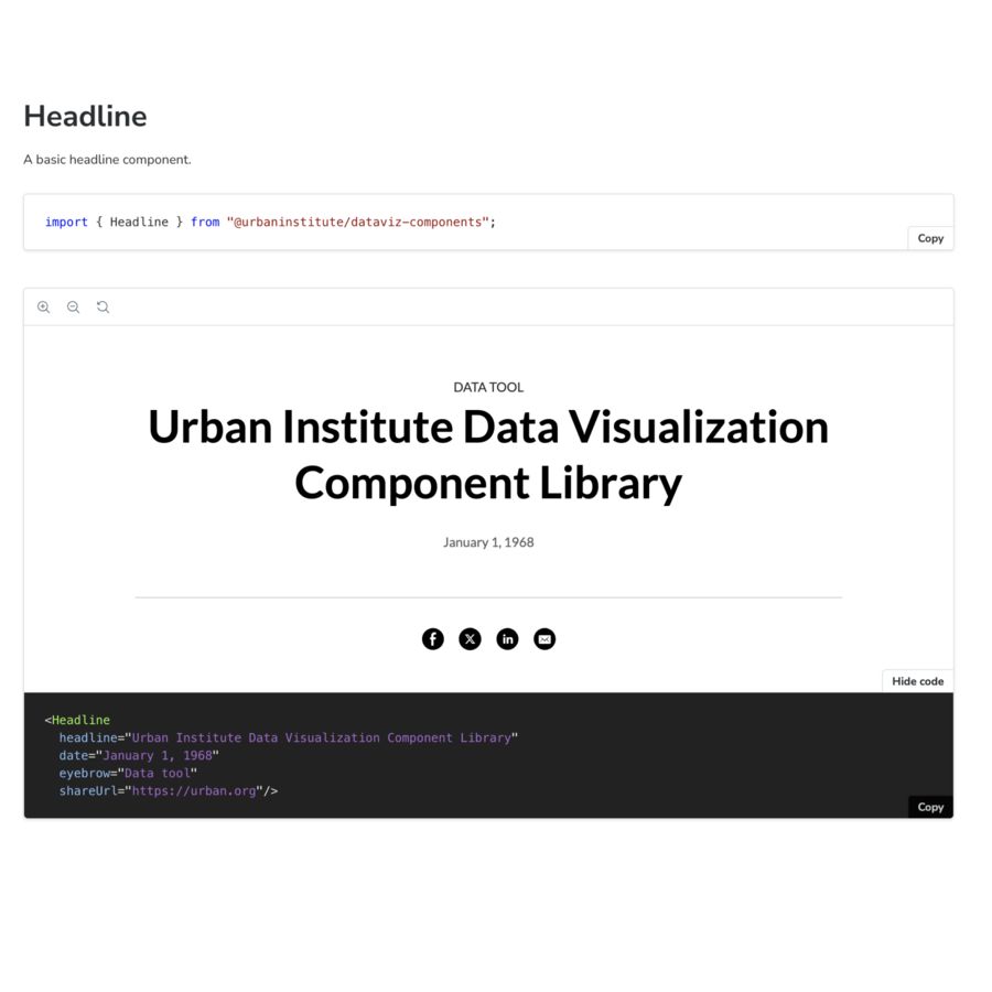 Screenshot of a component library documentation website